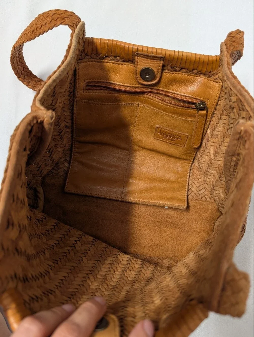 Vilenca Holland Handwoven Braided Genuine Leather / Suede Tote Shoulder Bag